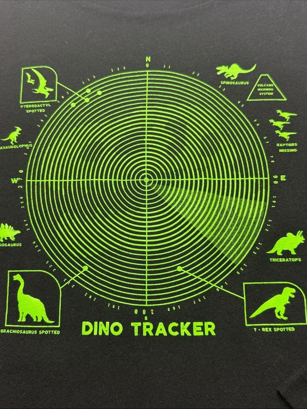 Old Navy Boys Black Long-Sleeve 'Dino Tracker' Tee with Neon Green Graphic